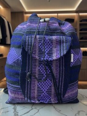 Lillo Bohemian Purple Black Backpack hippie drawstring backpack Y2K vintage​​​